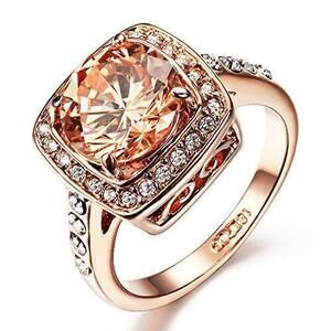 9219 Yellow Shinning Cubic Zirconia Topaz Rings 18K Rose Gold Plated